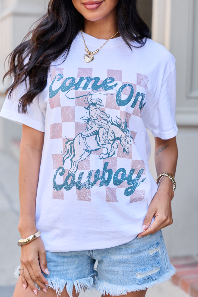 Come On Cowboy White Graphic Tee