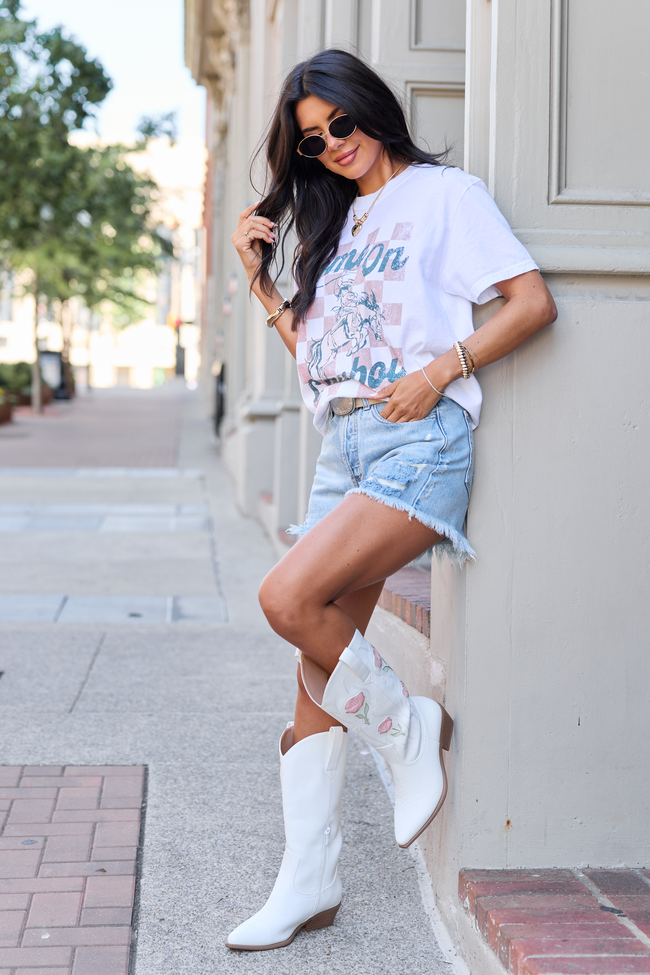 Come On Cowboy White Graphic Tee