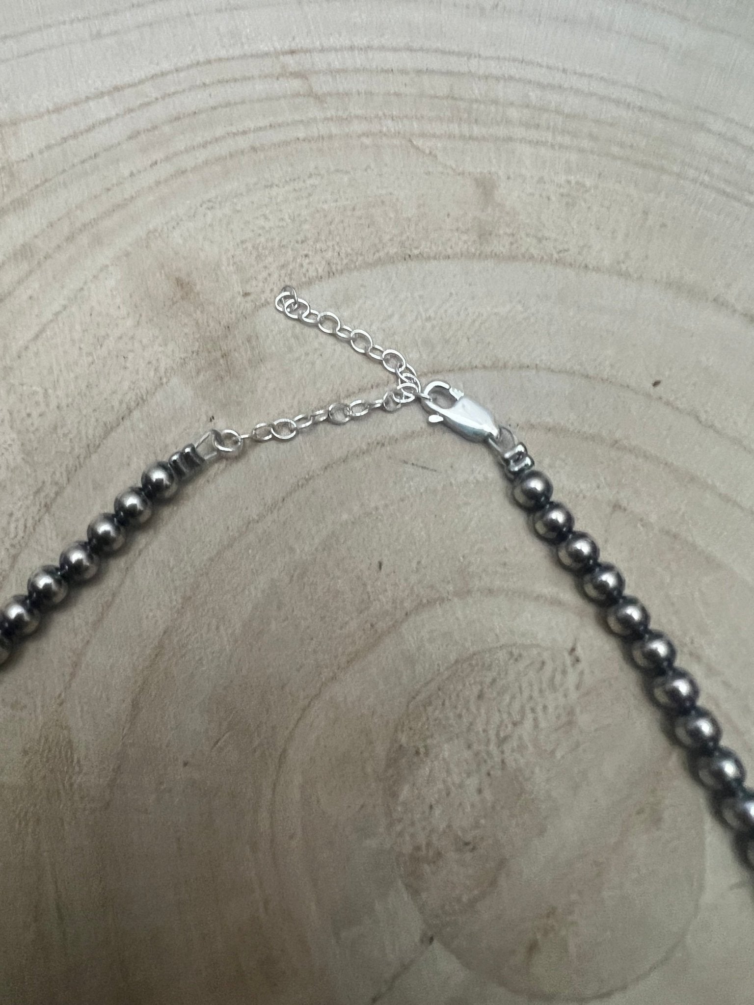 4mm & 5mm Sterling Pearl Turquoise Choker  - 15 inch