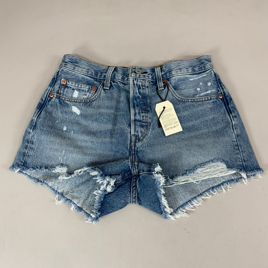 LEVIS 501 Original Fit High Rise Shorts Women's Sz 28 Vague Finish Medium Wash