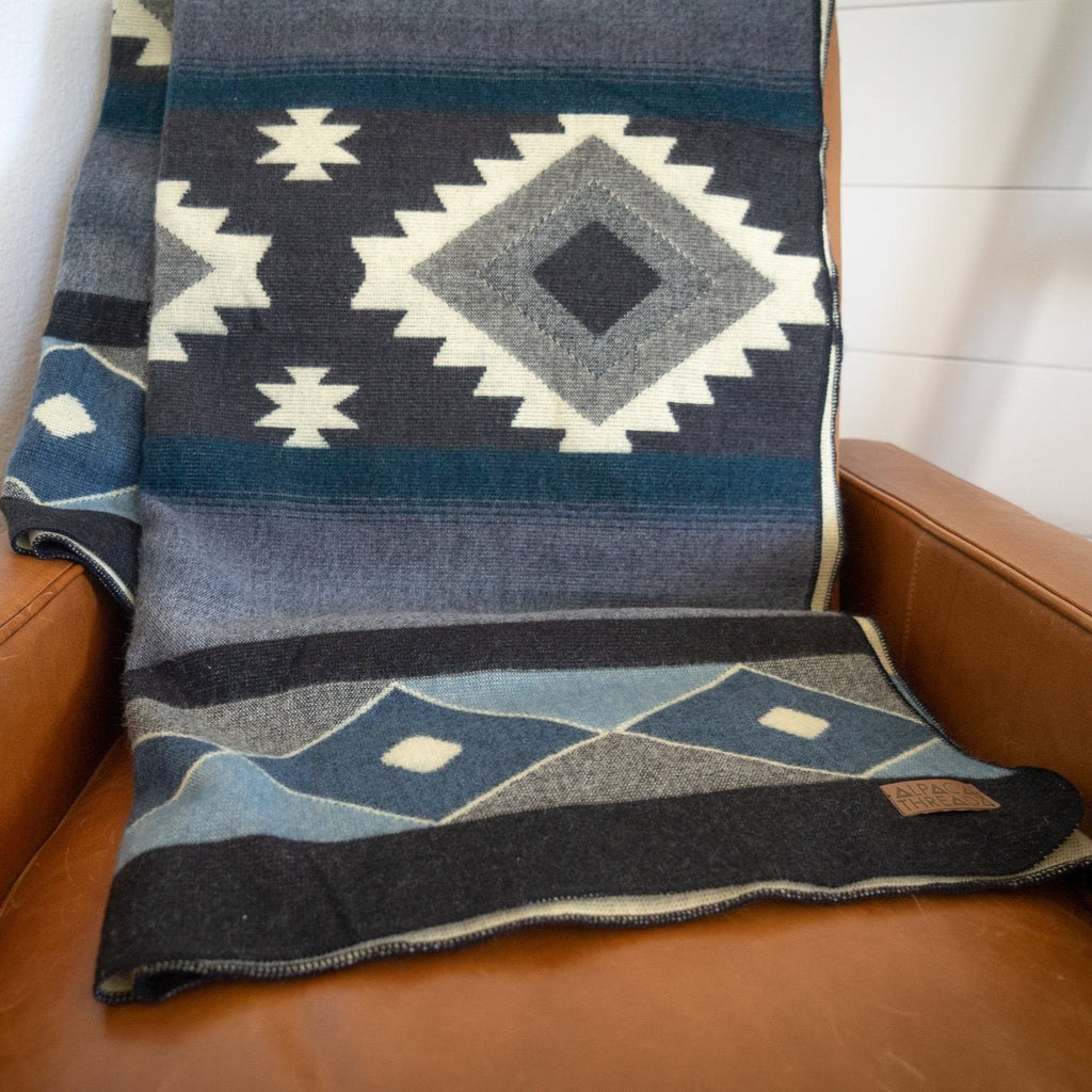 Andean Alpaca Wool Blanket - Midnight