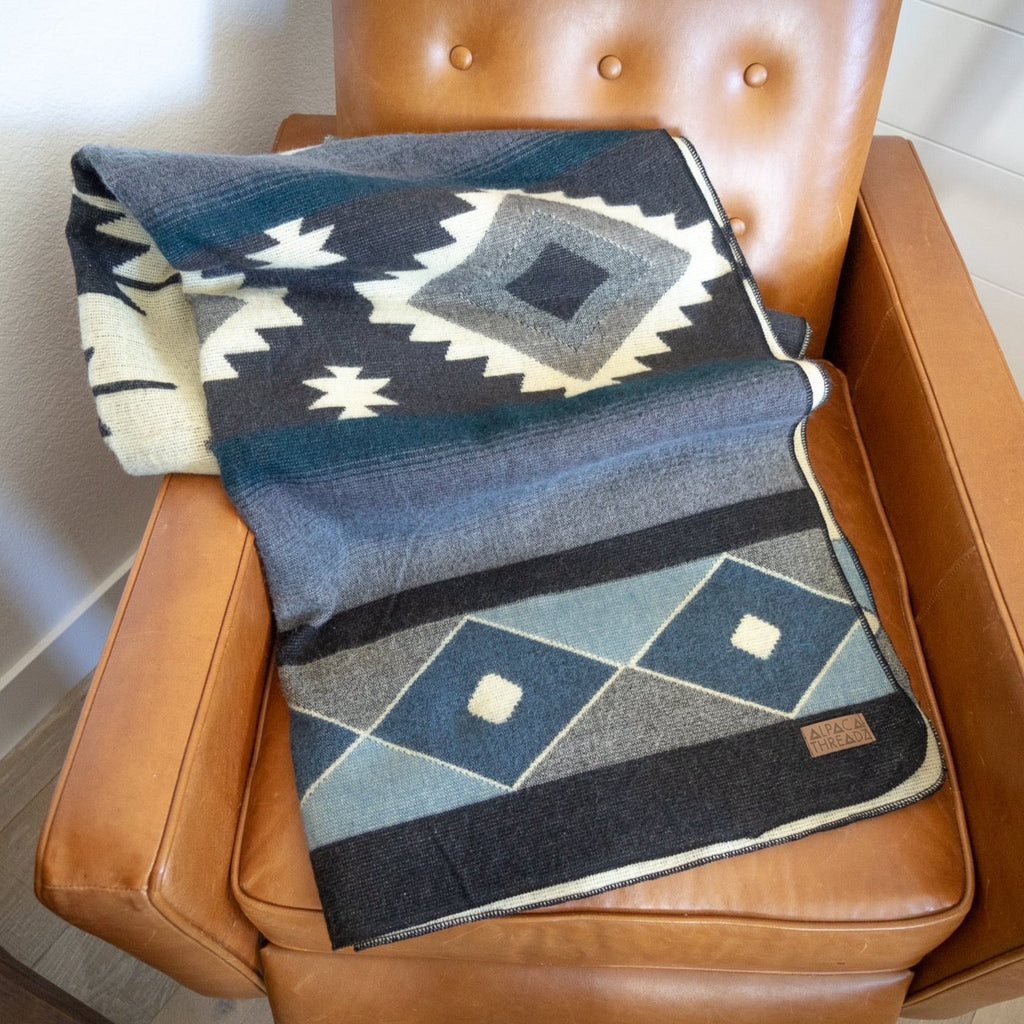 Andean Alpaca Wool Blanket - Midnight