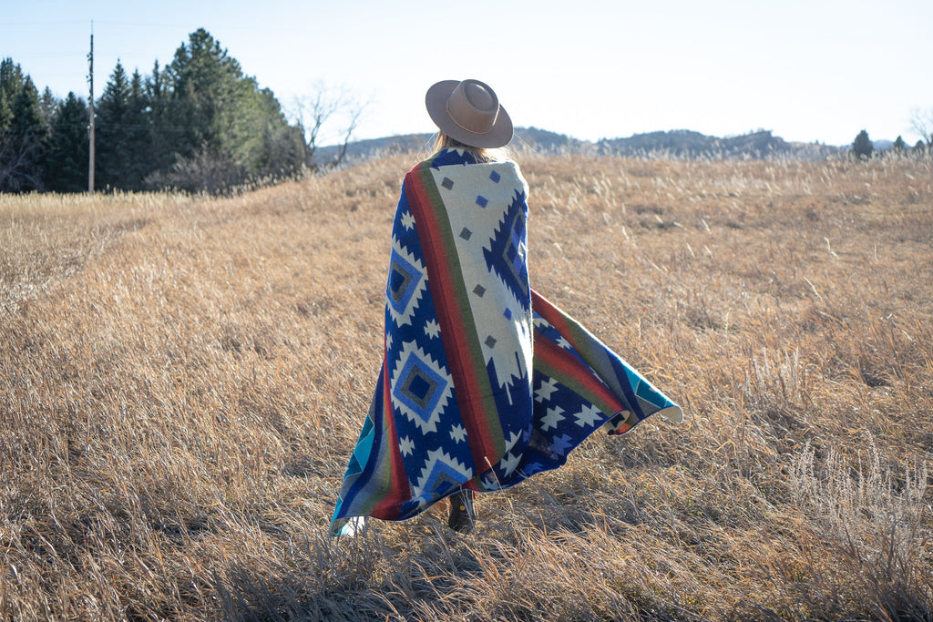 Andean Alpaca Wool Blanket - Ocean Breeze