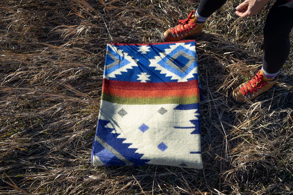 Andean Alpaca Wool Blanket - Ocean Breeze