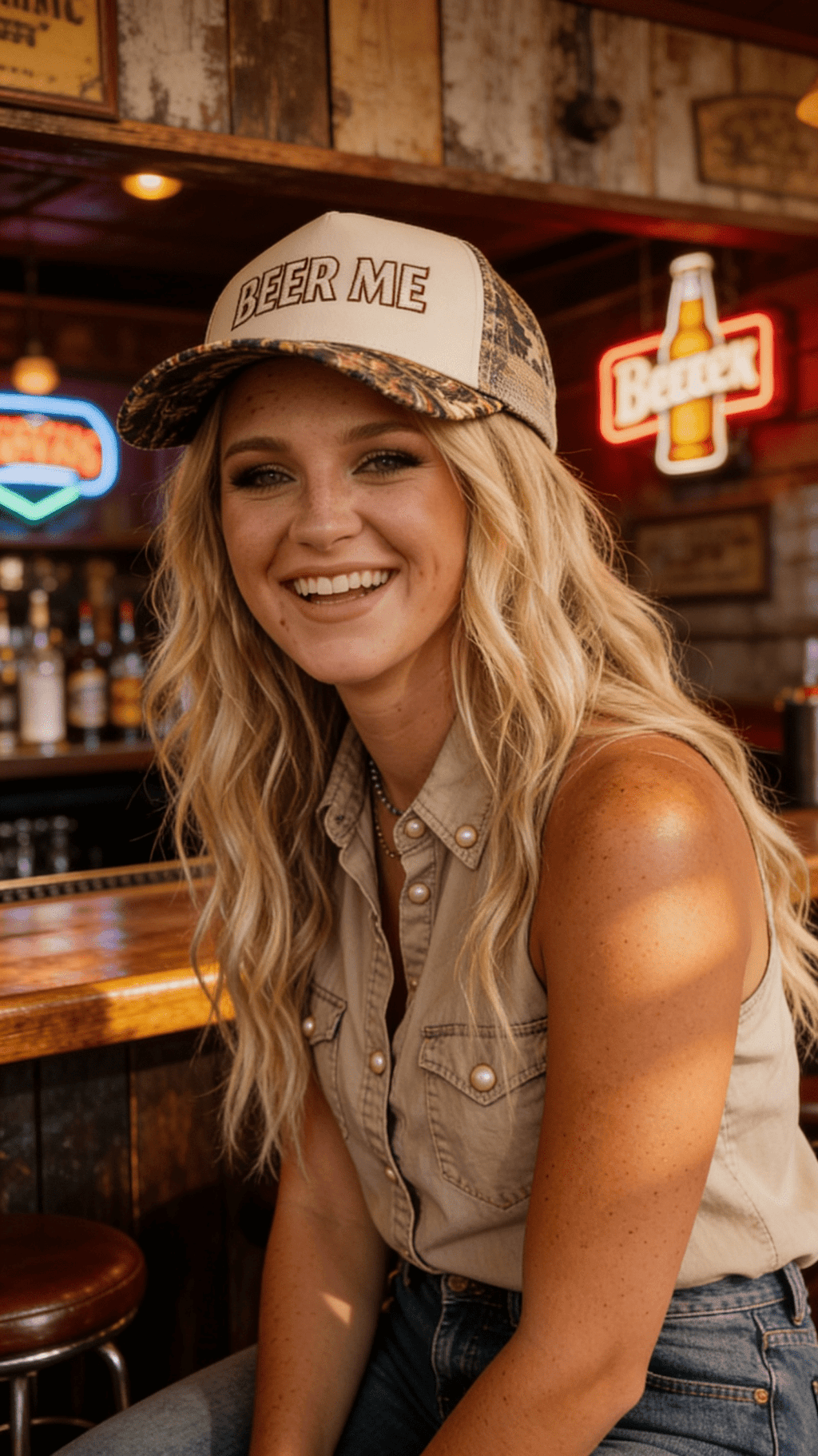 "Beer Me" Embroidered Leopard or Camo Trucker Hat