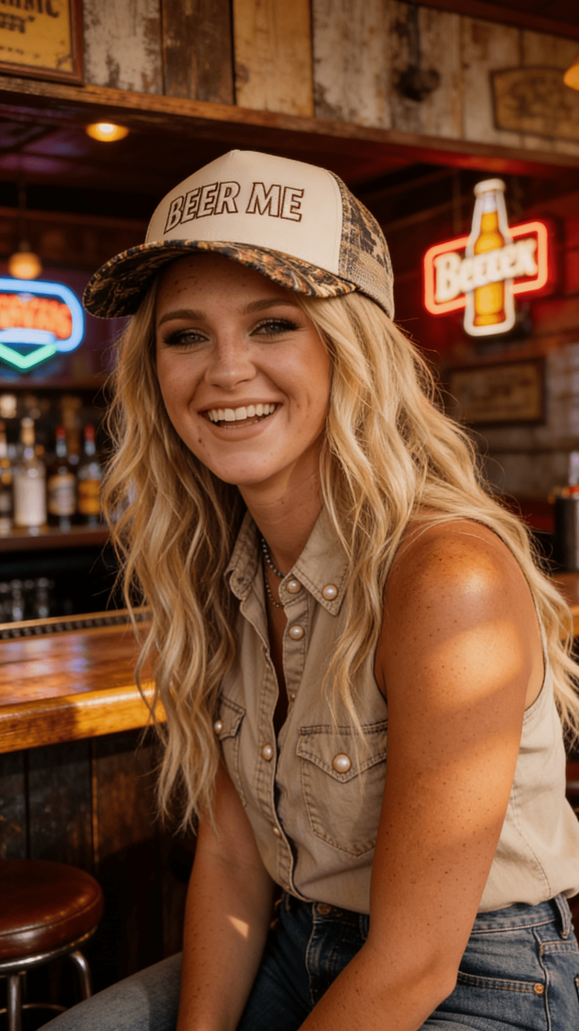"Beer Me" Embroidered Leopard or Camo Trucker Hat