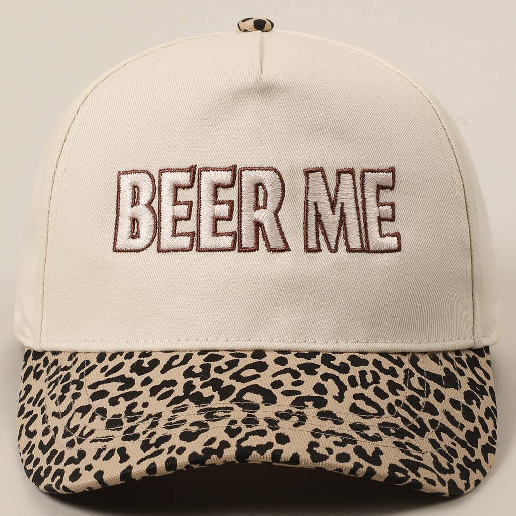 "Beer Me" Embroidered Leopard or Camo Trucker Hat