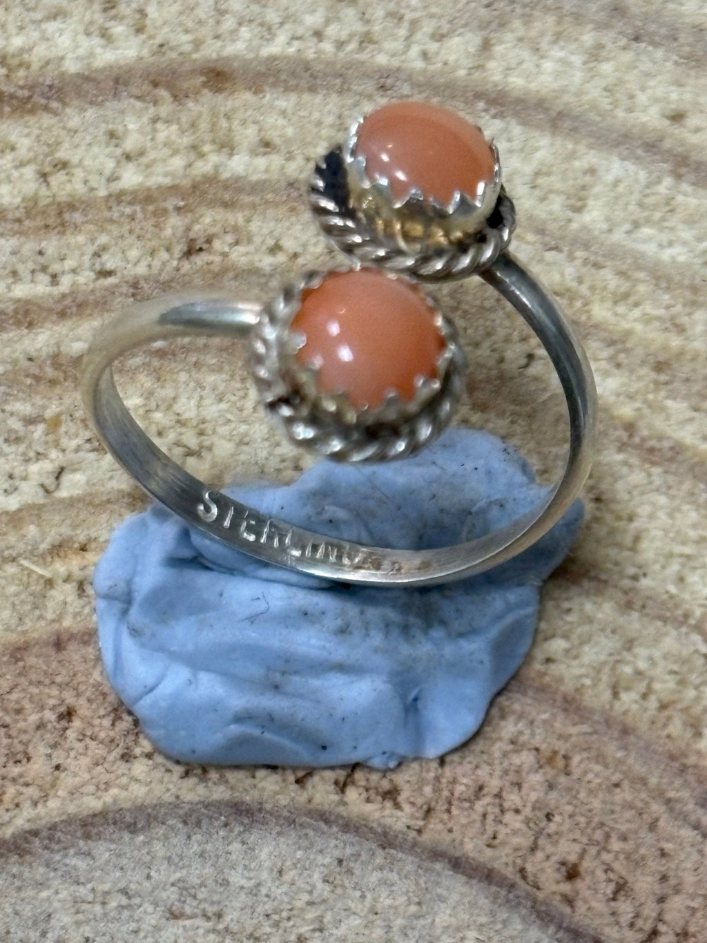 Esther White Navajo Handmade SS Pink Conch Adjustable Ring