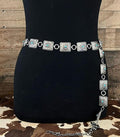 Square Dance Western Concho Belt — Adjustable with Turquoise (Small/Medium)