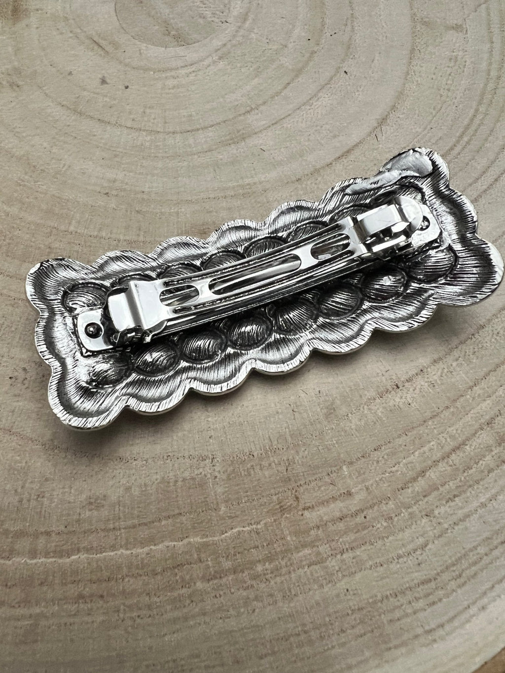 Western Faux Turquoise Cluster Metal Hair Barrette